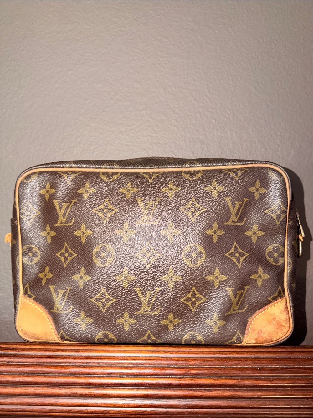 Louis Vuitton Brown Monogram Canvas Toiletry Pouch with Tan Trim - Picture 9 of 15